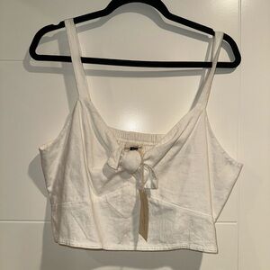 Universal Thread Cream Crop Top with Bow Detail